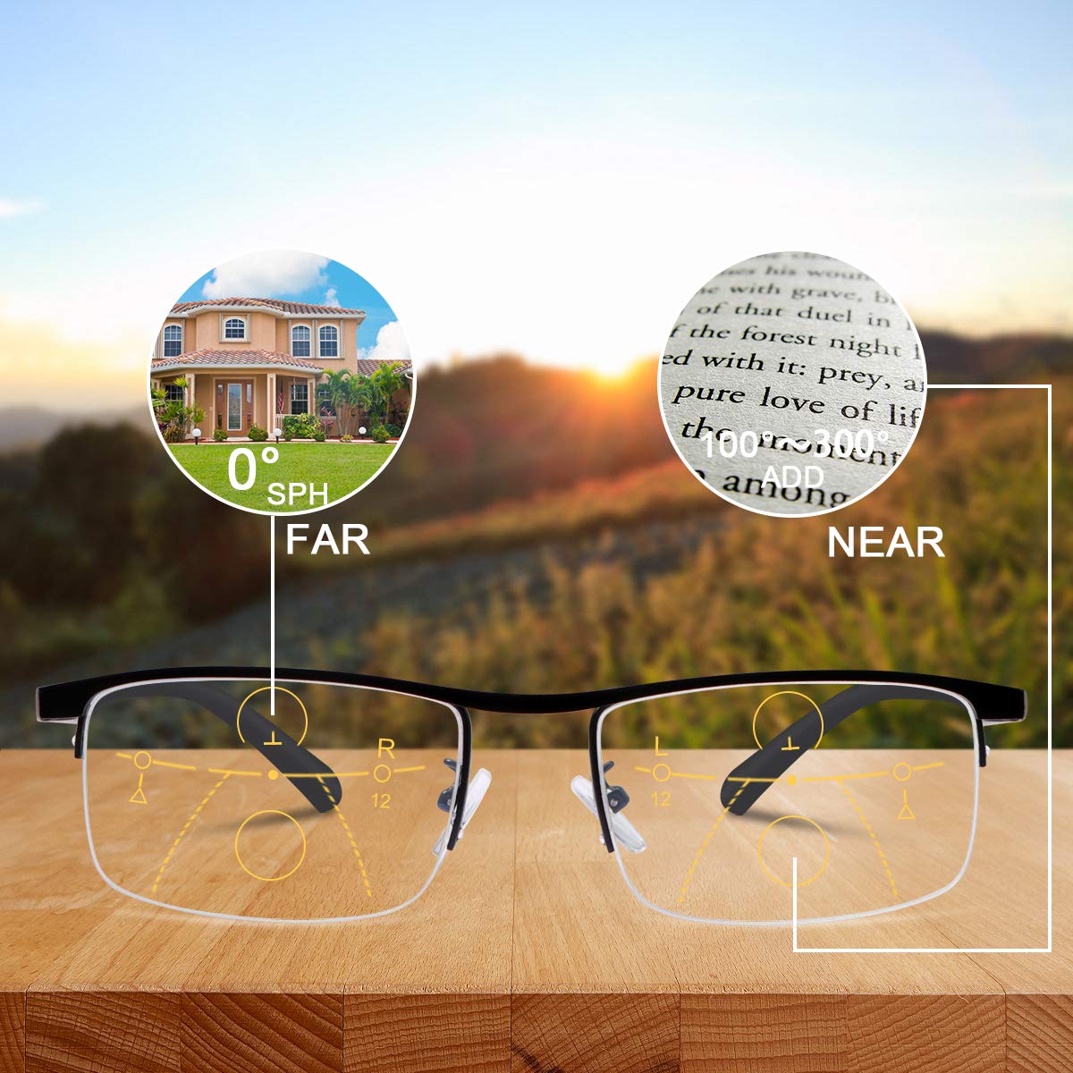 Glosrity Titanium progressive far and near dual-use reading glasses-FR