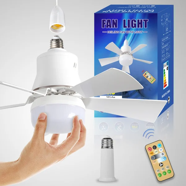 Glosrity 2-In-1 Portable Ceiling Fan & Light With Extender + Remote Control